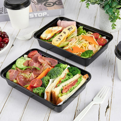 MUCHII 32 oz 3 Compartment Meal Prep Containers With Lids 20 Count To Go, Plastic Disposable Food Containers Microwave and Freezer Safe
