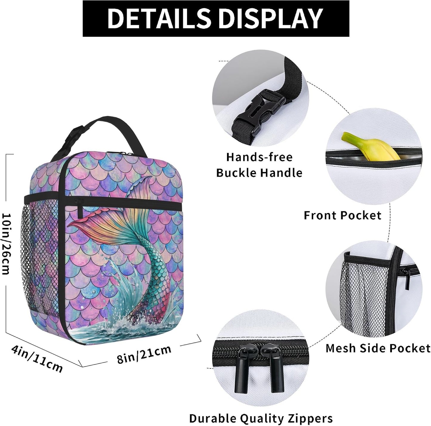 Dinosaur Volcano Insulated Lunch Bag for Women & Men, Reusable Leak-Proof Lunch Box with Cooler Compartment, Lunch Tote for Adults Work Travel Picnic Durable & Washable