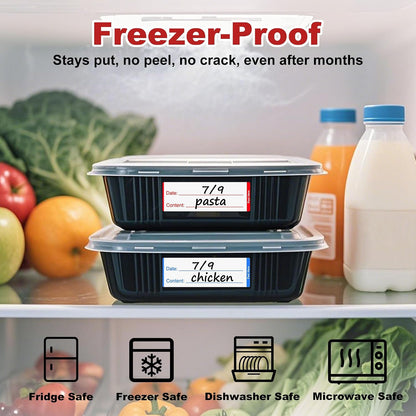 NATURALABEL 300 PCS Removable Freezer Labels with Dispenser - 1" x 3" Food Labels for Meal Prep Containers, Easy Peel-Off Design, No Residue (Green)