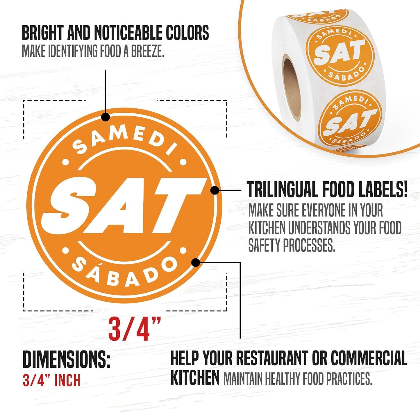 Easy Identification Date Stickers 7,000 Days of the Week Stickers – Sunday 3/4" Days of the Week Food Labels – Day Dots for Food – Restaurant Supplies – Best By Commercial Kitchen Supplies