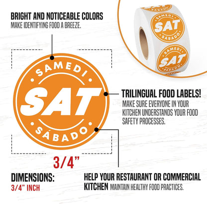 Easy Identification Date Stickers 7,000 Days of the Week Stickers – Sunday 3/4" Days of the Week Food Labels – Day Dots for Food – Restaurant Supplies – Best By Commercial Kitchen Supplies