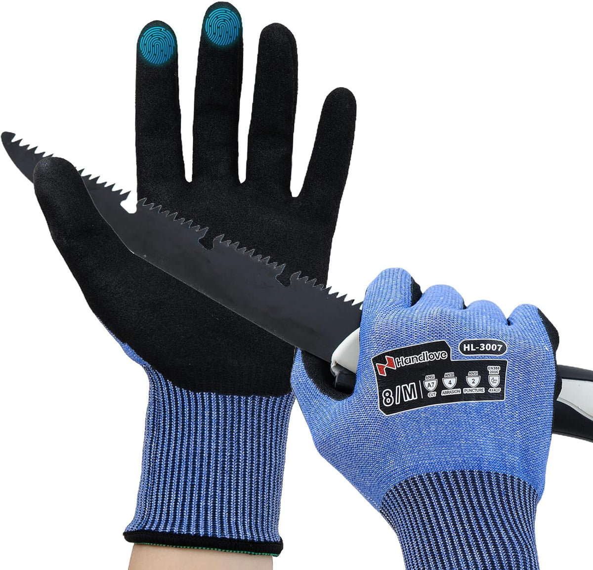 HandLove Cut Resistant Gloves – ANSI A9 Cut Proof Safety Work Gloves | Sandy Nitrile Anti-Slip, Touchscreen, Durable, PFAS Free | Wood Carving, Gardening, Glass Cutting, Car Repair – Yellow,1Pair,M