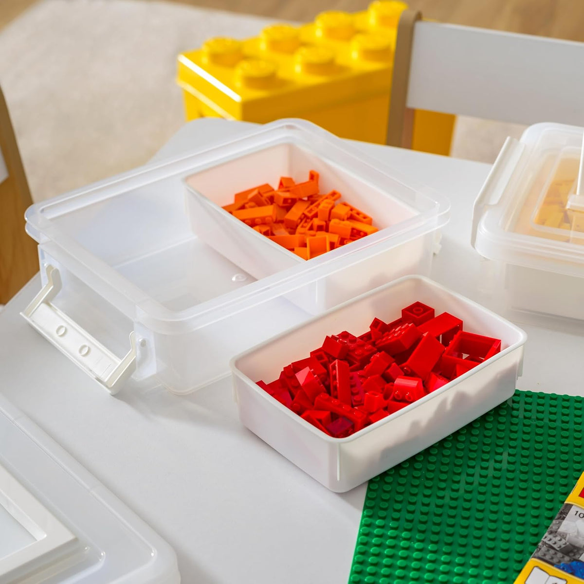 IRIS USA 5 Qt. Plastic Craft Storage Container Bins with Lids, 6 Pack, Small Art & Office Supply Organizer Tote, Sensory Bins & Boxes for Home & University, Stackable, Carry Handle, Clear