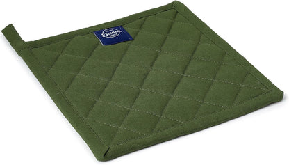 Encasa XO Pot Holders, Quilted Kitchen Hot Pads 8"x8" Black