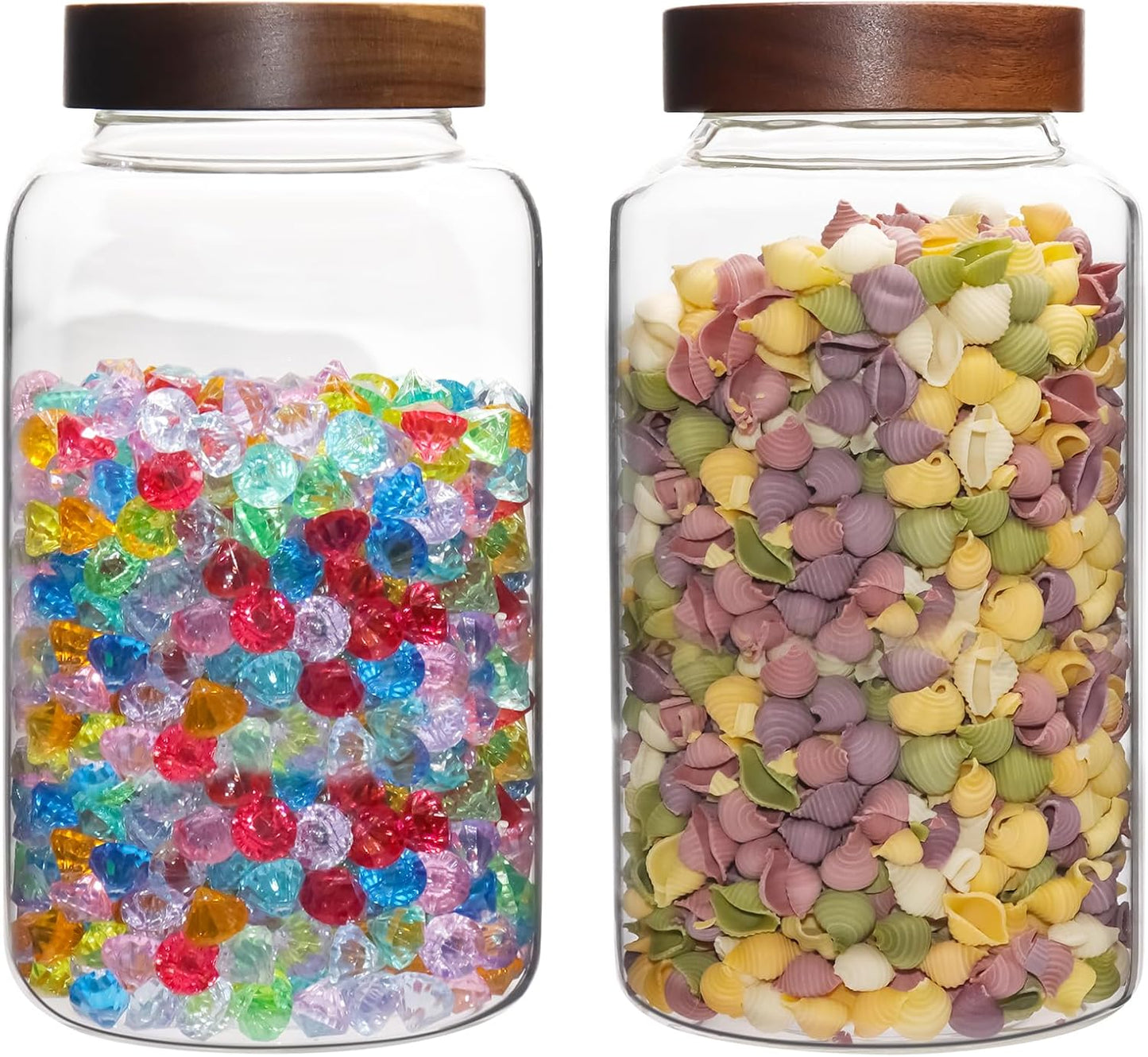 6 pc Glass Spice jars Glass Jars with Screw Lid 5 oz Acacia Wood Glass Herb Sugar Coffee Bean Ground Container Food Storage Canister for Candy Pantry Tea Seasoning Meal Prep Snack (6*150ml(5oz))