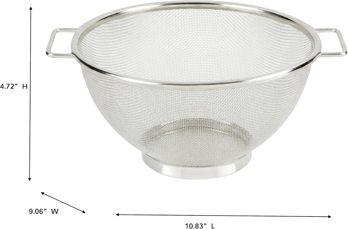 Kitchen Details Stainless Steel Fine Mesh Strainer 9 Inch | Large Wire Mesh Kitchen Sieve | Food Strainer Colander for Pasta Rice Quinoa