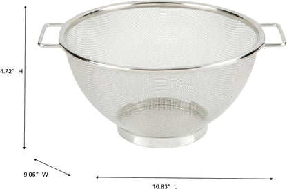 Kitchen Details Stainless Steel Fine Mesh Strainer 9 Inch | Large Wire Mesh Kitchen Sieve | Food Strainer Colander for Pasta Rice Quinoa