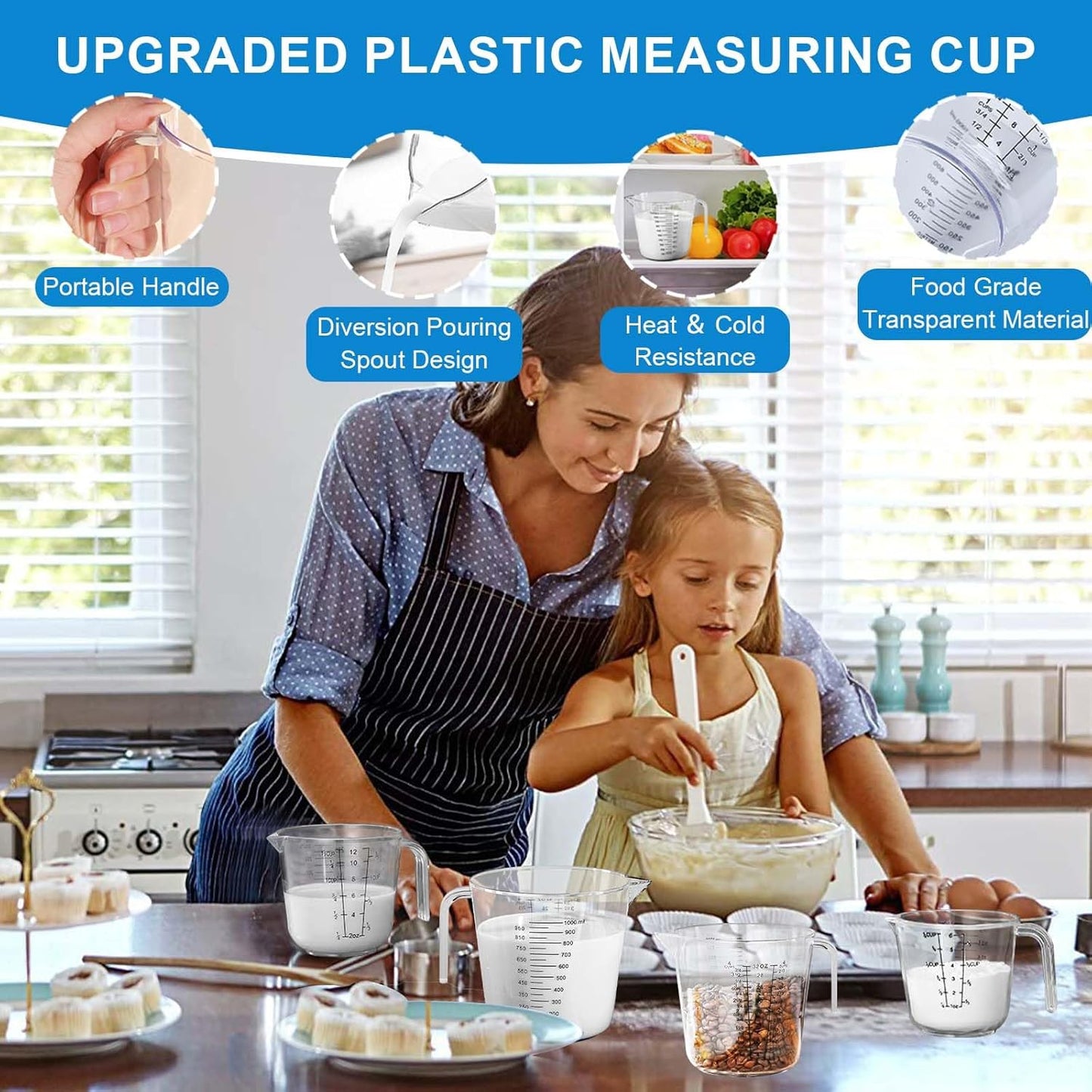 Measuring Cups and Spoons Set 21 Piece, 11 Stainless Steel Nesting Measuring Spoons and Cups with 3 Plastic Measuring Cup, 3 Funnel, 3 Brush, 1 Ruler, Measuring Cup Set for Kitchen Baking Liquid Dry