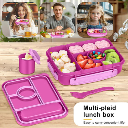 Amathley Bento Box Adult Lunch Box Kids,Lunch Containers for Adults/Kids/Toddler,5 Compartments Bento Lunch Box with Sauce Vontainers,Microwave & Dishwasher & Freezer Safe,BPA-Free (Blue)