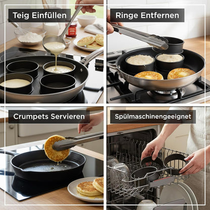 Wrenbury Crumpet Rings Nonstick 3.5 inch - English Muffin Rings - Food Ring Molds for Cooking – Metal Baking Egg Ring Set - Made in England