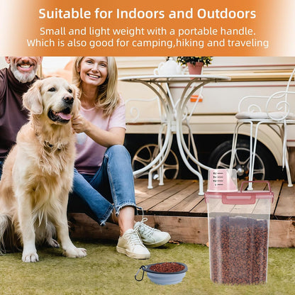 LEAWALK Airtight Small Cat Dog Pet Food Storage Containers BPA Free, with Large Pour Spout/1 Measuring Cup/ 4 Safety Locks and Double-layer Silicone Strip (Olive Gray x 2, 3L-2pack)