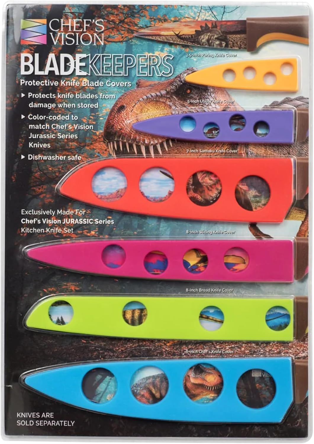 CHEF'S VISION Landscape BladeKeepers, 6 Color-Matched Knife Blade Covers