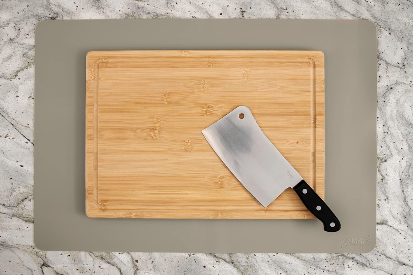 GASARÉ, Extra Large, Thick, Silicone Mat for Kitchen Counter, Heat Resistant Mat, Countertop Protector, Non-Slip, Easy to Clean, Cuttable, 25 x 17 Inches, Black