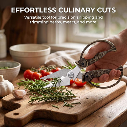 XSNBRD All Purpose Kitchen Scissors, Pearl Gold Stainless Owl Shears.