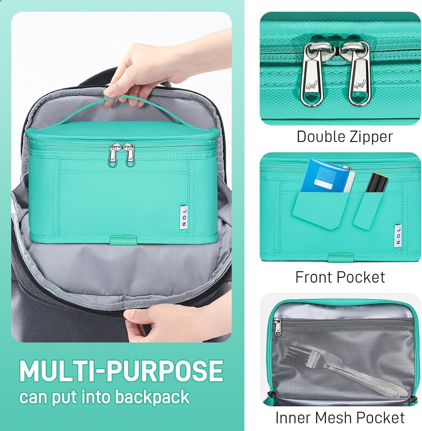 NOL Mini Insulated Lunch Bag for Women Men Kids | Small Leakproof Reusable Lunch Tote | Fits 6 Cans 330ml | Thermal Cooler for Work School Picnic Camping, Navy blue