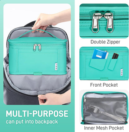 NOL Mini Insulated Lunch Bag for Women Men Kids | Small Leakproof Reusable Lunch Tote | Fits 6 Cans 330ml | Thermal Cooler for Work School Picnic Camping, Navy blue