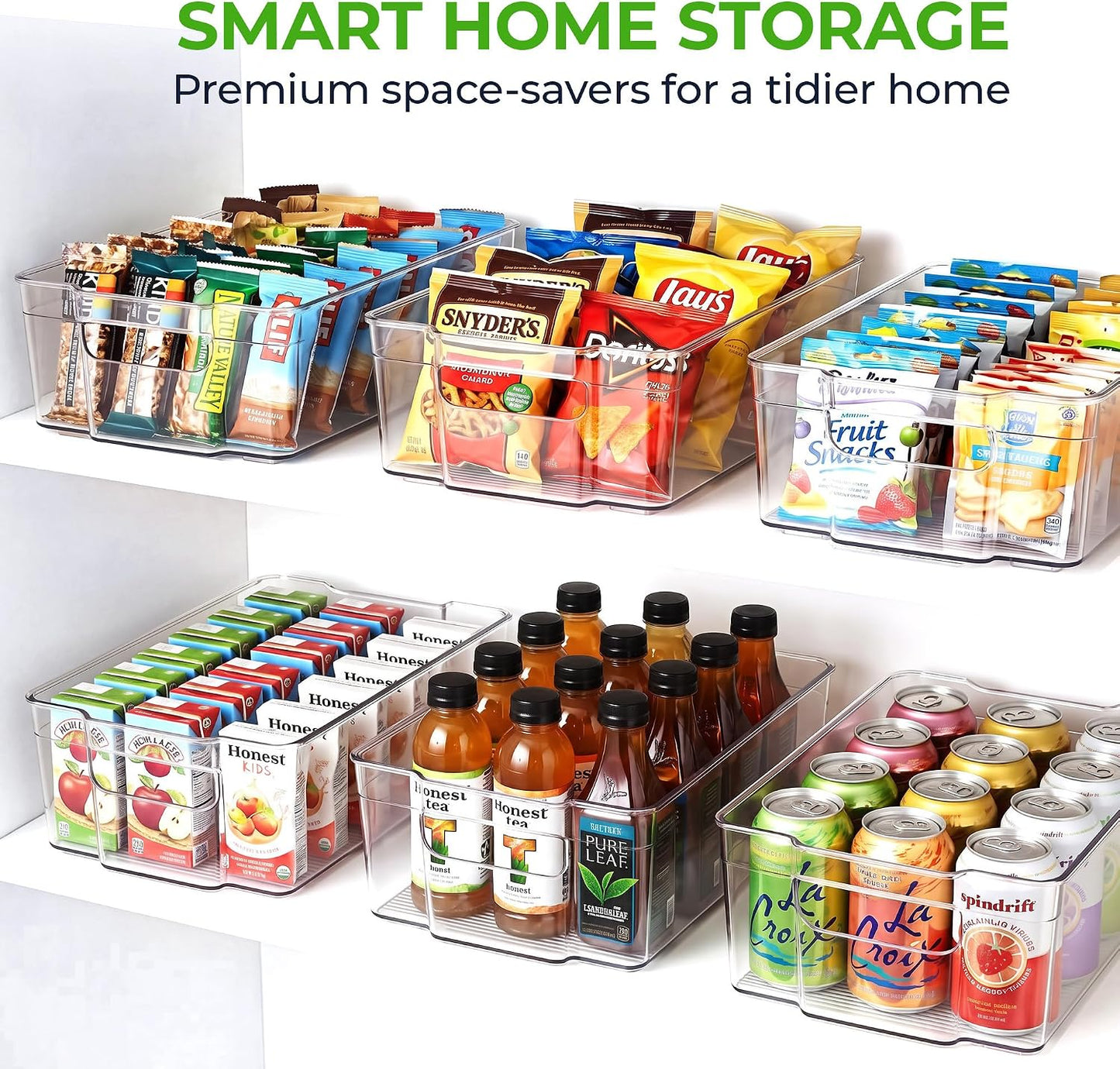 Zulay Kitchen 4 Pack Refrigerator Organizer Bins – Large Clear Fridge Storage Containers with Built-In Handles & Non-Slip Feet - Ideal Fridge Organizers, Kitchen Cabinets, Pantry Organization