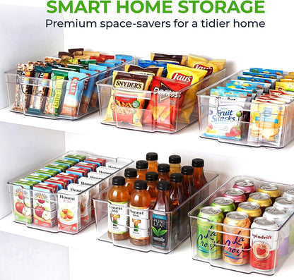 Zulay Kitchen 4 Pack Refrigerator Organizer Bins – Large Clear Fridge Storage Containers with Built-In Handles & Non-Slip Feet - Ideal Fridge Organizers, Kitchen Cabinets, Pantry Organization