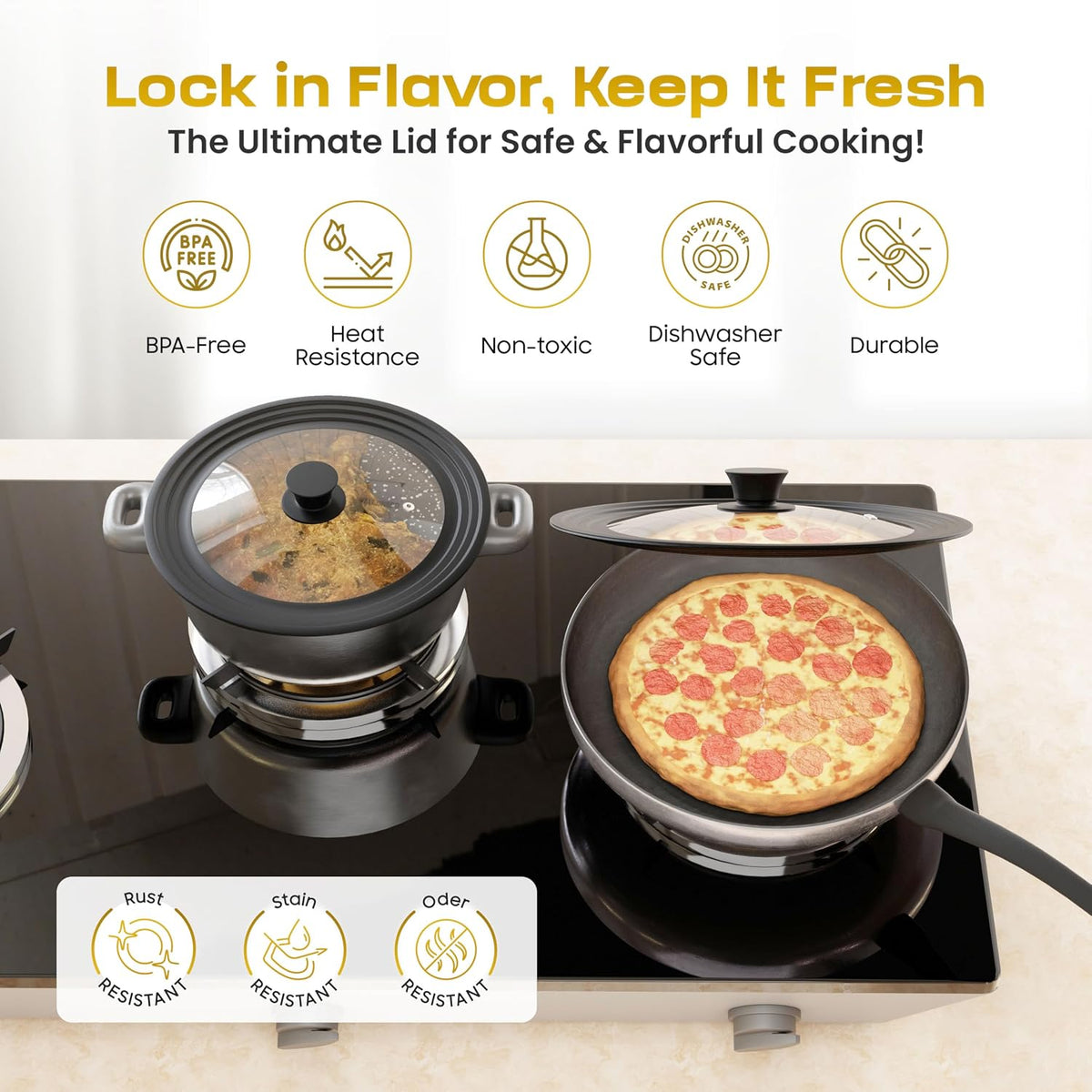 Universal Lid for Pots, Pans & Skillets, 7.5-11.5" Cookware
