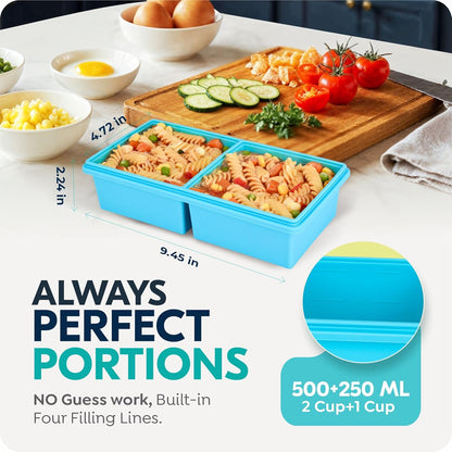 2 cup Silicone Freezer Trays with Lids, Silicone Soup Freezer Molds, Easily prepare portioned meals, Great for storing soups, lasagna, leftovers, sauces and other dishes, Dishwasher, Oven Safe