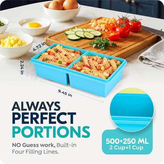 2 cup Silicone Freezer Trays with Lids, Silicone Soup Freezer Molds, Easily prepare portioned meals, Great for storing soups, lasagna, leftovers, sauces and other dishes, Dishwasher, Oven Safe