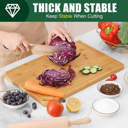 Homaxy Extra Large Bamboo Cutting Boards for Kitchen, 18x12.5" Wood XL Cutting Board with Juice Groove, Butcher Block Wooden Chopping Board for Kitchen, Meat, Cheese, Fruit & Vegetables - Pre Oiled