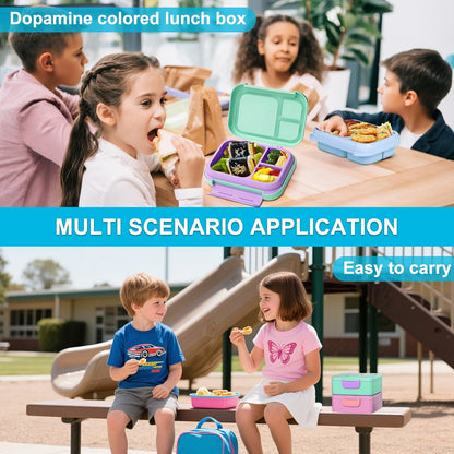 Kids Bento Lunch Box, Toast Shaped 4-Compartment 31OZ Container with Sauce Cup & Utensils (Ages 3+) Leak-Proof, Drop-Proof, Dishwasher Safe | BPA-Free Reusable Lunch Box for School, Travel | Pink