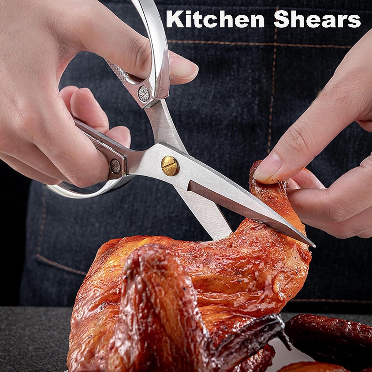 2 Pack Kitchen Shears,Heavy Duty Stainless Steel All-Purpose Poultry Meat Scissors for Cooking-Dishwasher Safe