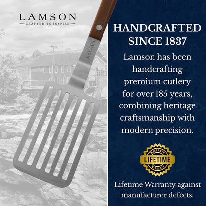 Lamson Metal Spatula Slotted Turner - 3' x 6" Stainless Flipper with Ultra Durable Handle, Right-Hand - Chef's Frying Fish Turner, Metal Grilling Spatula