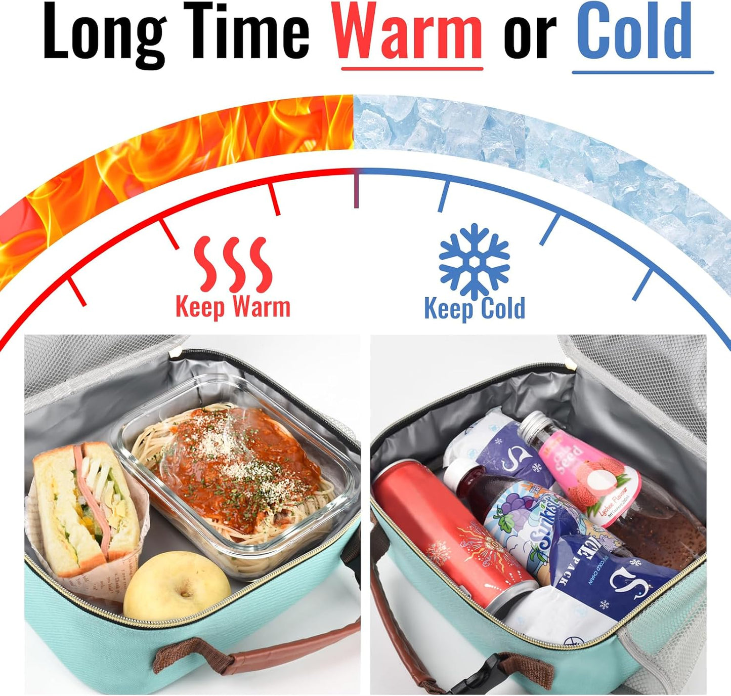 Genteen Lunch Box for Kids, Boys - Insulated Small LunchBox Reusable, Zip Closure & Buckle Handle, Portable Cooler for Work, School, Travel (Lake Green)