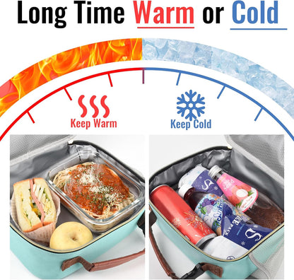 Genteen Lunch Box for Kids, Boys - Insulated Small LunchBox Reusable, Zip Closure & Buckle Handle, Portable Cooler for Work, School, Travel (Lake Green)