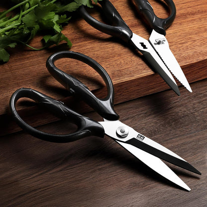 SHAN ZU 8.4" Titanium Heavy Duty Kitchen Scissors - Japanese 5Cr15MoV Stainless Steel Shears, All Purpose Detachable Shears for Meat/Herbs/Poultry, Dishwasher Safe, Gift Box Included (Black)