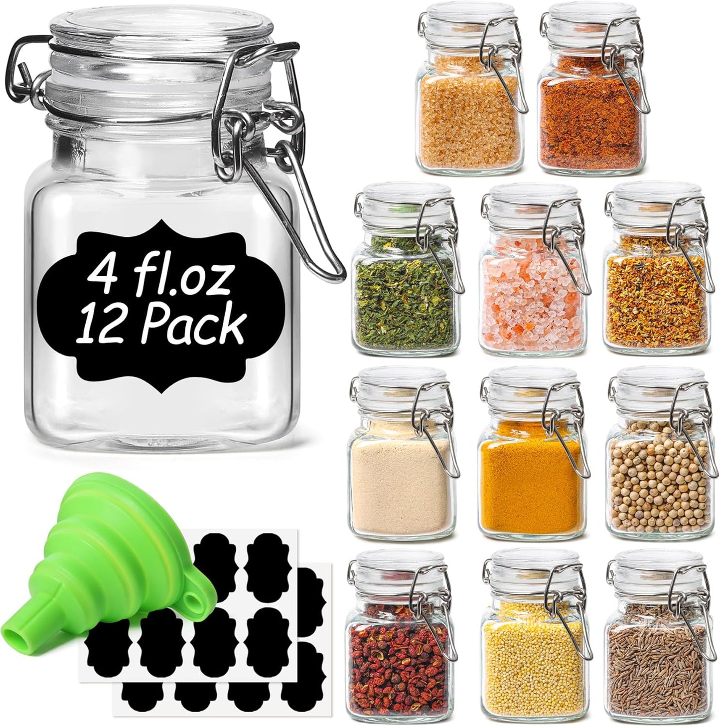 ComSaf Set of 3 Square Glass Jars with Airtight Lids (51 Oz) — Wire Clamp Canisters for Small-Batch Pickling, Kimchi, Bulk Dry Food, Wide Mouth Space Saving Kitchen Pantry Organization Jars
