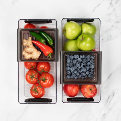 Progressive ProKeeper+ Pantry & Refrigerator Storage Containers – Modular Bins and Organizers (Narrow Stackable Bin, 16.1"L x 4.0"W x 3.6"H)