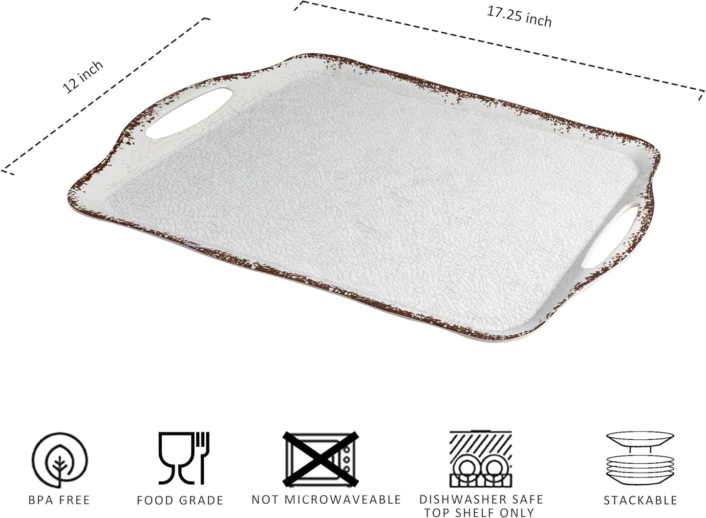 LEHAHA Grilling Prep Trays, Melamine BBQ Prep and Serving Platters and Tray for Outdoor Entertaining, Large Food Serving Trays, Set of 2, 17.2" x 10.5",Great for Grilling Lovers,Black and Red