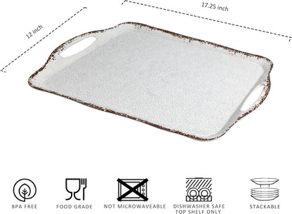 LEHAHA Grilling Prep Trays, Melamine BBQ Prep and Serving Platters and Tray for Outdoor Entertaining, Large Food Serving Trays, Set of 2, 17.2" x 10.5",Great for Grilling Lovers,Black and Red