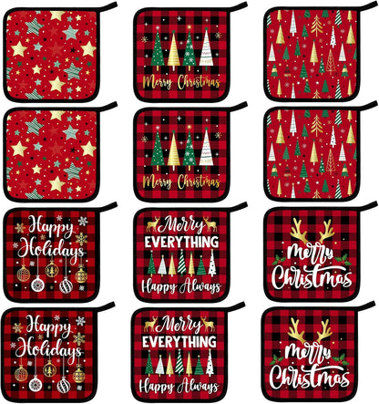 Bencailor 12 Pcs Christmas Wildflower Pot Holders with Pocket
