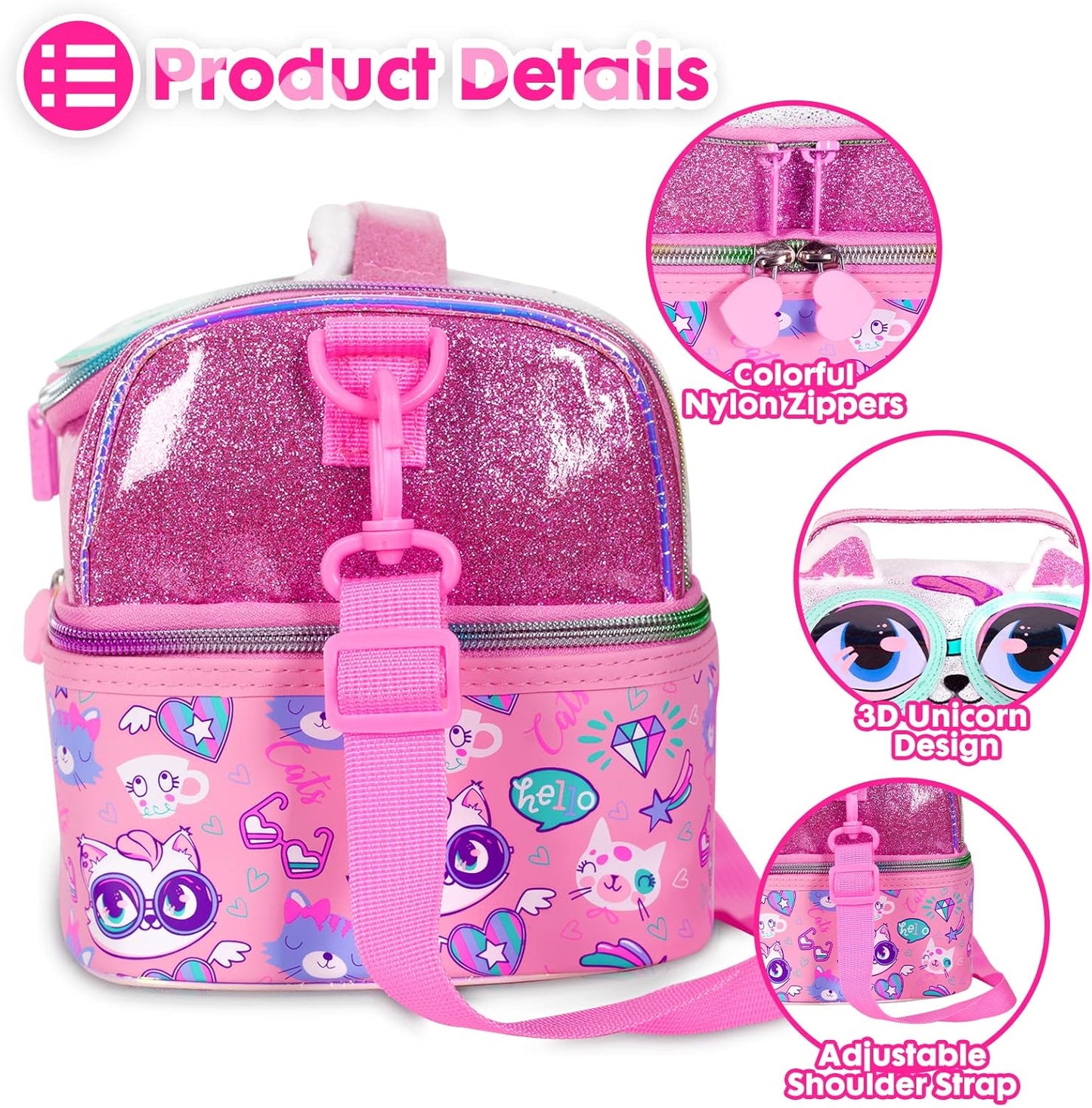 Kids Double Decker Cooler Insulated Lunch Bag, Back to School Large Meal Tote for Boys, Girls, Men, Women, with Adjustable Strap, Soccer