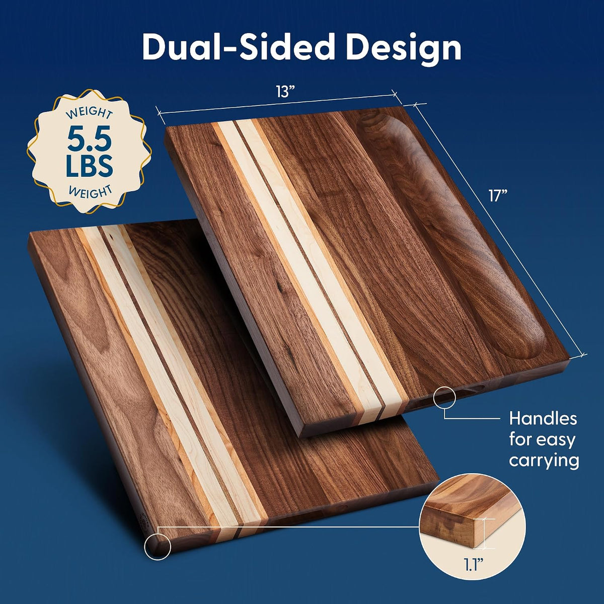 Sonder Los Angeles Doheny Wood Cutting Board Set | Acacia Edge Grain Cutting Board for Kitchen with Juice Groove | Perfect for Compact Daily Use | Gift Box Included | 14x10x1 in & 12x8x1 in