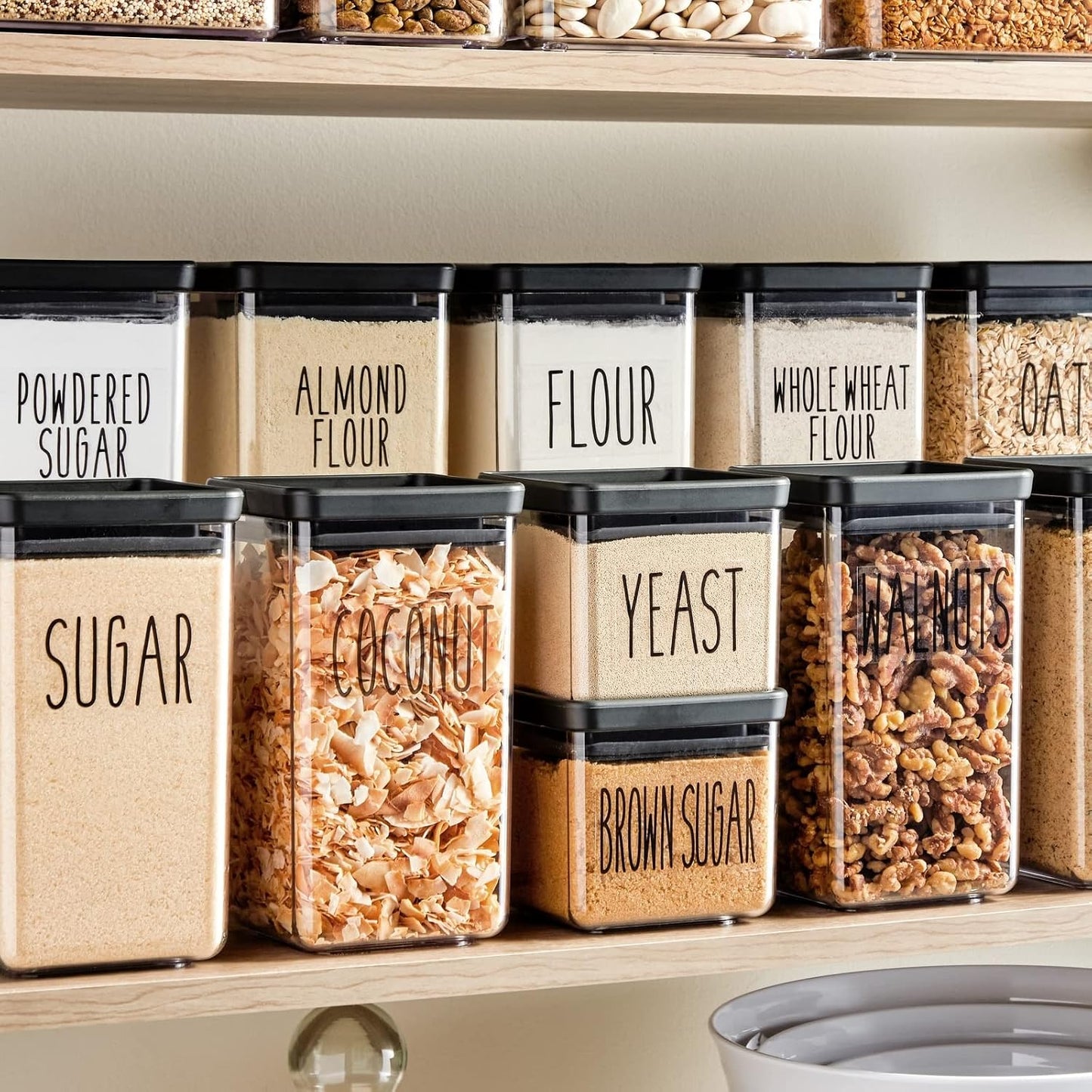 Talented Kitchen 158 Food Container Labels - Durable Waterproof Adhesive - Clear Script Sticker Design for Pantry & Fridge - Freezer Labels & Symbol Stickers - Clear & Black Laminated Paper