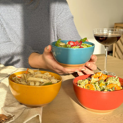 Mora Ceramic Artisan Matte Small Dessert Bowls - 16oz, Set of 6 - Microwave, Oven and Dishwasher Safe, For Rice, Ice Cream, Soup, Snacks, Cereal, Chili, Side Dishes etc - Microwavable Kitchen Bowl