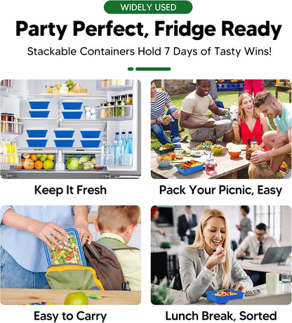 50 Pack Meal Prep Containers with Lids 38oz - BPA-Free, Reusable, Leakproof Food Storage Containers - Microwave/Dishwasher/Freezer Safe, To Go Take Out Plastic Food Storage Pans(Blue)