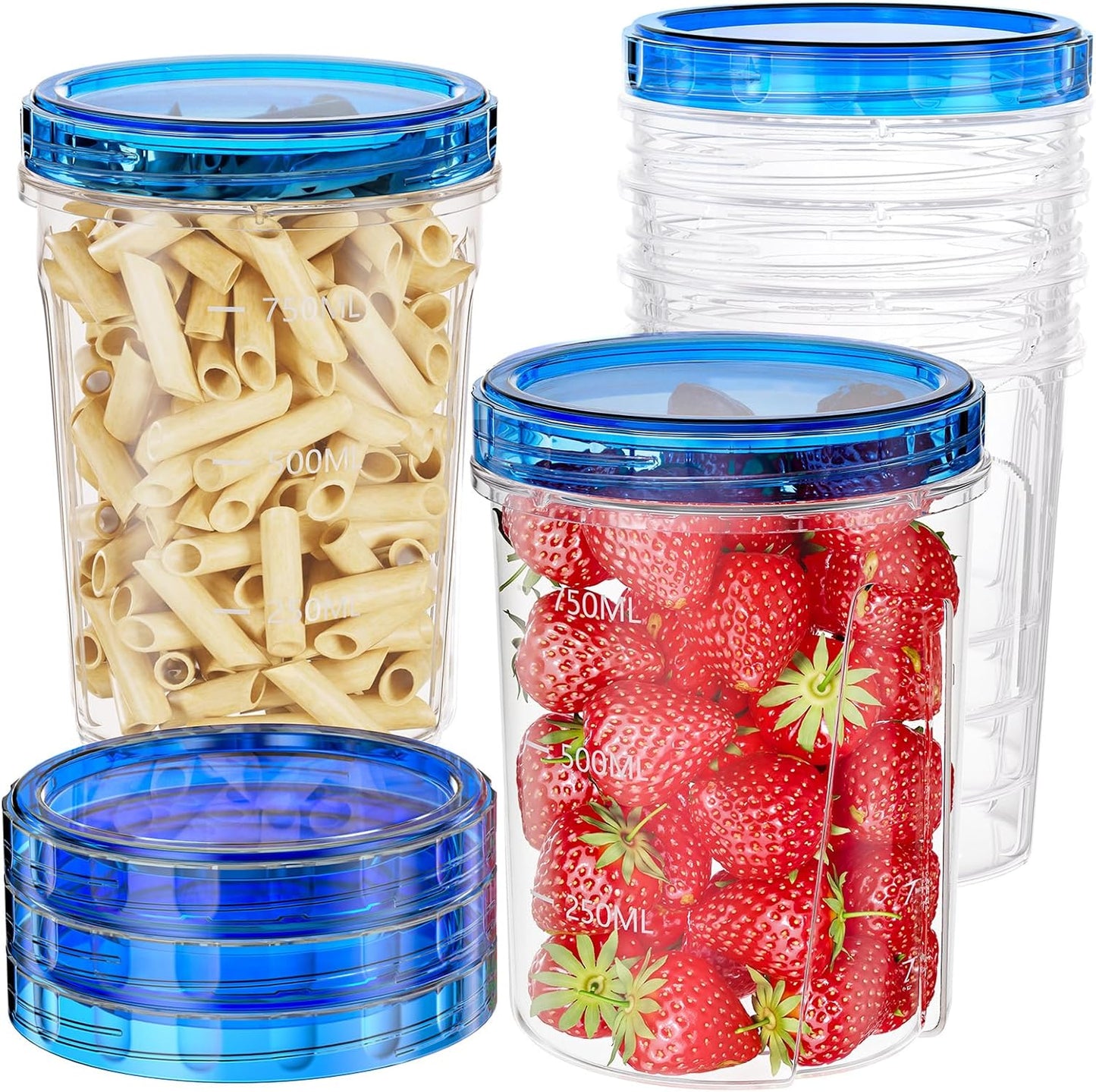 10 Pack-32 OZ Freezer Storage Containers, Small Plastic Food Storage Containers with Twist Top Lids, BPA Free and Reusable Meal Prep Containers Microwave/Dishwasher Safe