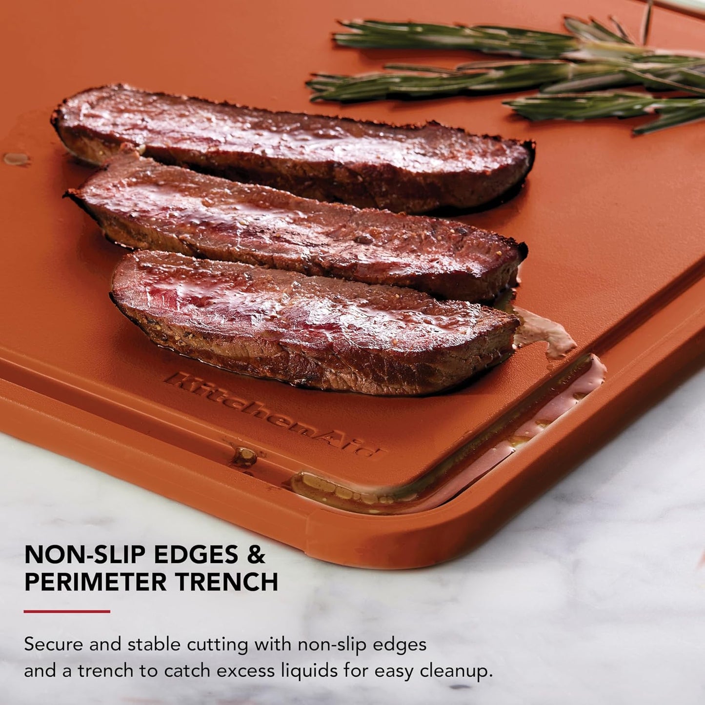 KitchenAid Classic Plastic Cutting Board with Perimeter Trench and Non Slip Edges, Dishwasher Safe, 12 inch x 18 inch, Gray