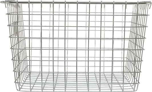 Spectrum Diversified 47970 Wire, Vintage Locker Basket Style, Rustic Farmhouse Chic, Steel Storage for Closets, Pantry, Kitchen, Garage, Bathroom & More, Medium, Pack of 1, Chrome