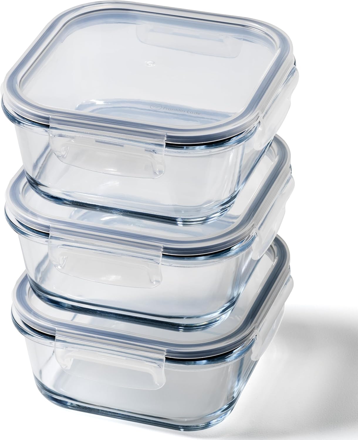 Glass Food Storage Containers with Lids| 3 Pack Square Set 27oz/3.4cup | Glass Meal Prep Containers | Non-Toxic & Airtight | Glass Containers with Lids | Oven, Freezer & Dishwasher Safe