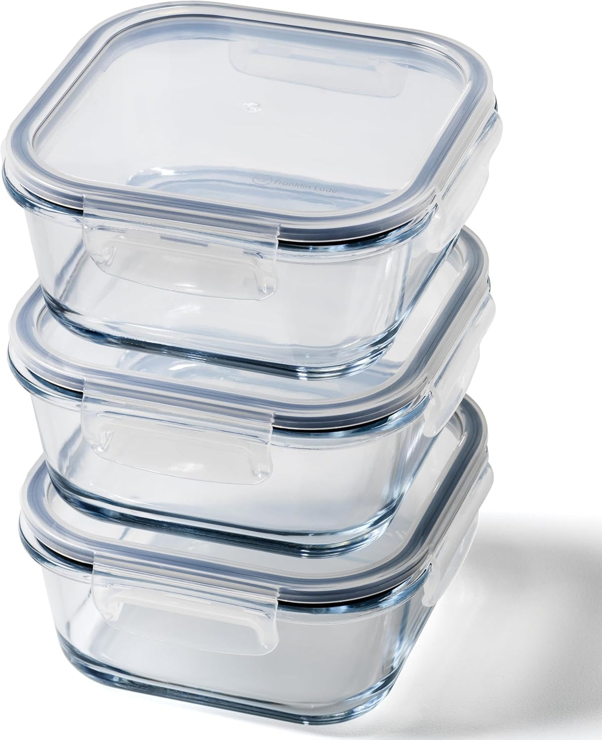 Glass Food Storage Containers with Lids| 3 Pack Square Set 27oz/3.4cup | Glass Meal Prep Containers | Non-Toxic & Airtight | Glass Containers with Lids | Oven, Freezer & Dishwasher Safe