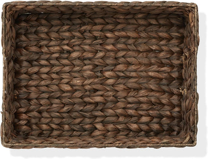 Casafield Set of 4 Water Hyacinth Pantry Baskets, 10" x 13" x 5", with Chalkboard Labels and Chalk Marker - Natural, Woven Storage Bin Organizers for Kitchen Shelves