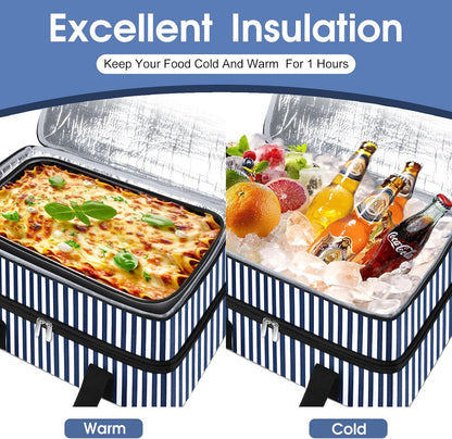 Insulated Casserole Carrier, Portable Casserole Carrier for Hot or Cold Food Lunch Tote Warmer or Cooler Bag, Lasagna Lunch Bag for Potluck Parties- Fits 9" x 13" Baking Dish-Charcoal Grey
