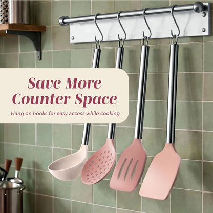 COOK WITH COLOR Silicone Cooking Utensils, Kitchen Utensil Set, Easy to Clean Silicone Kitchen Utensils, Cooking Utensils for Nonstick Cookware, Kitchen Gadgets Set, 38 Piece, Mint